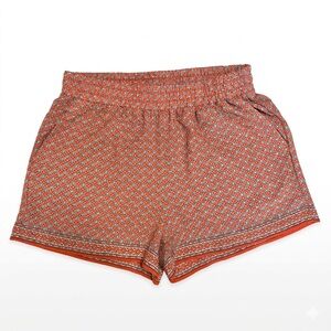 Max Studio Shorts Geometric Print Crepe Pull On Pockets Orange Blue Boho Size L